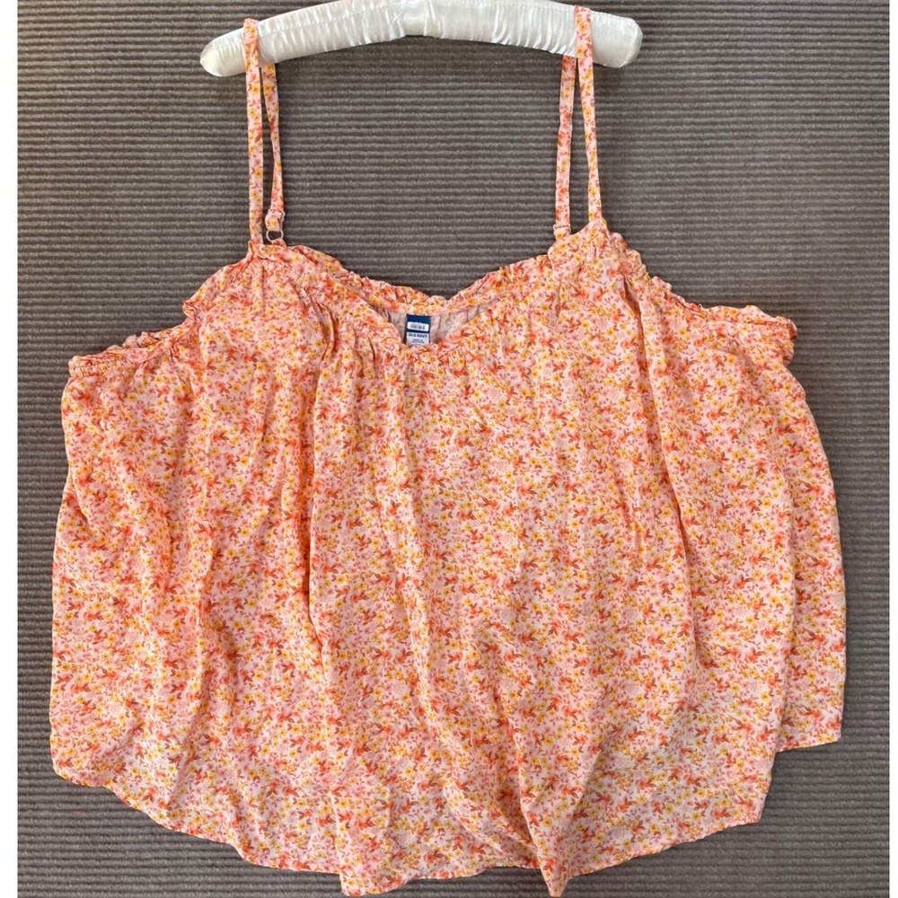 Old Navy Women 3X Pink Orange Floral Swing Scoop Cami Tank Top Plus Size